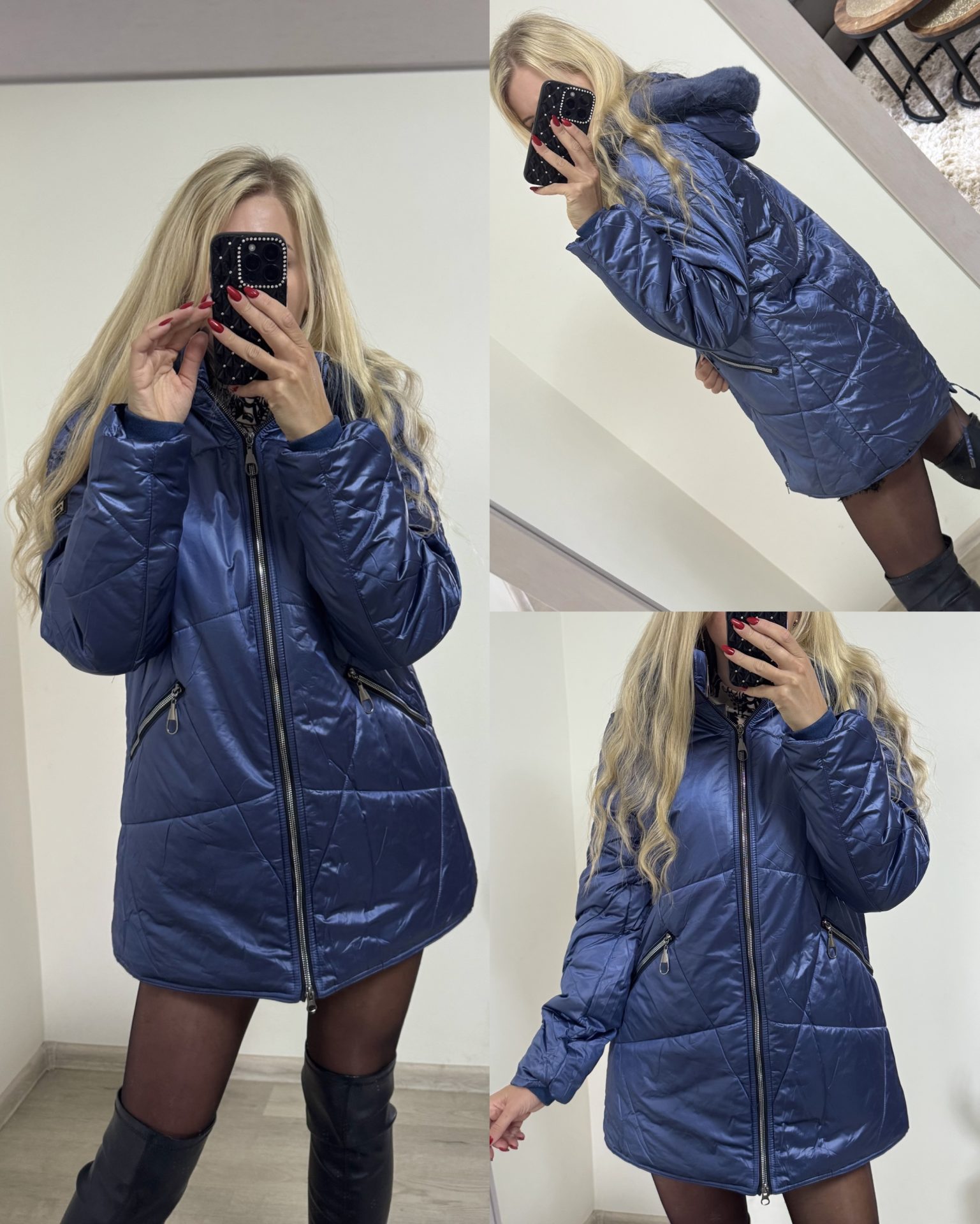 Kurtka zimowa pikowana - granatowa