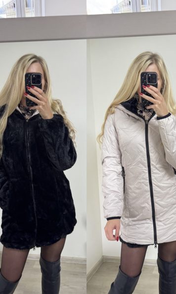 Kurtka futerko 2w1 dwustronna