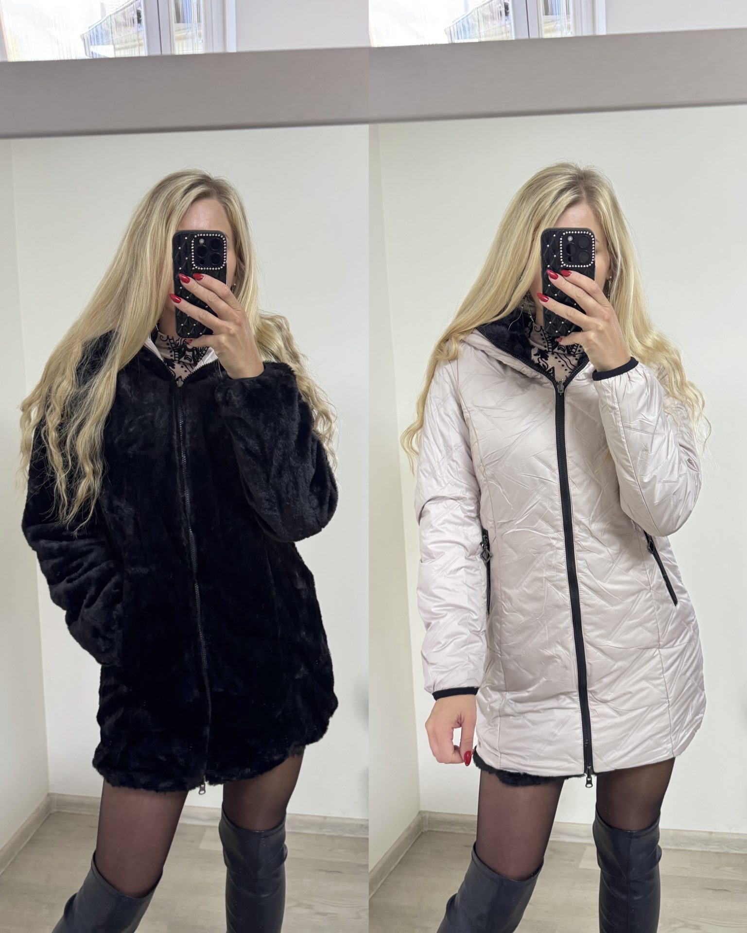 Kurtka futerko 2w1 dwustronna