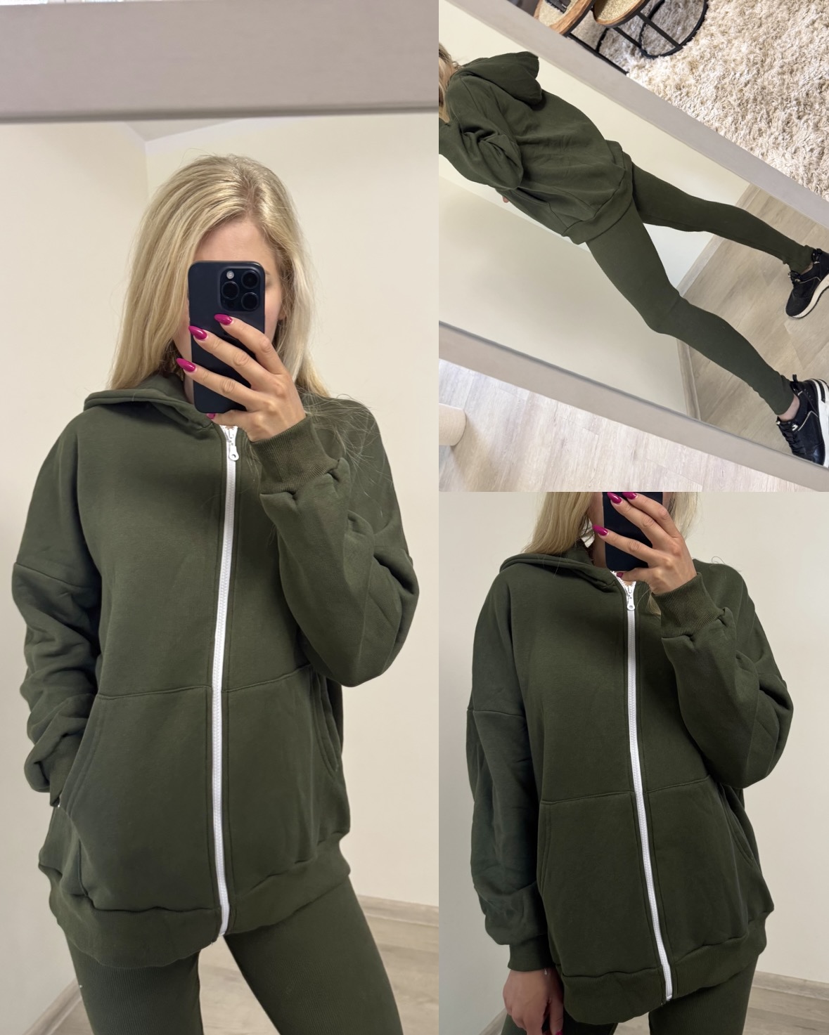 Dres khaki z kapturem