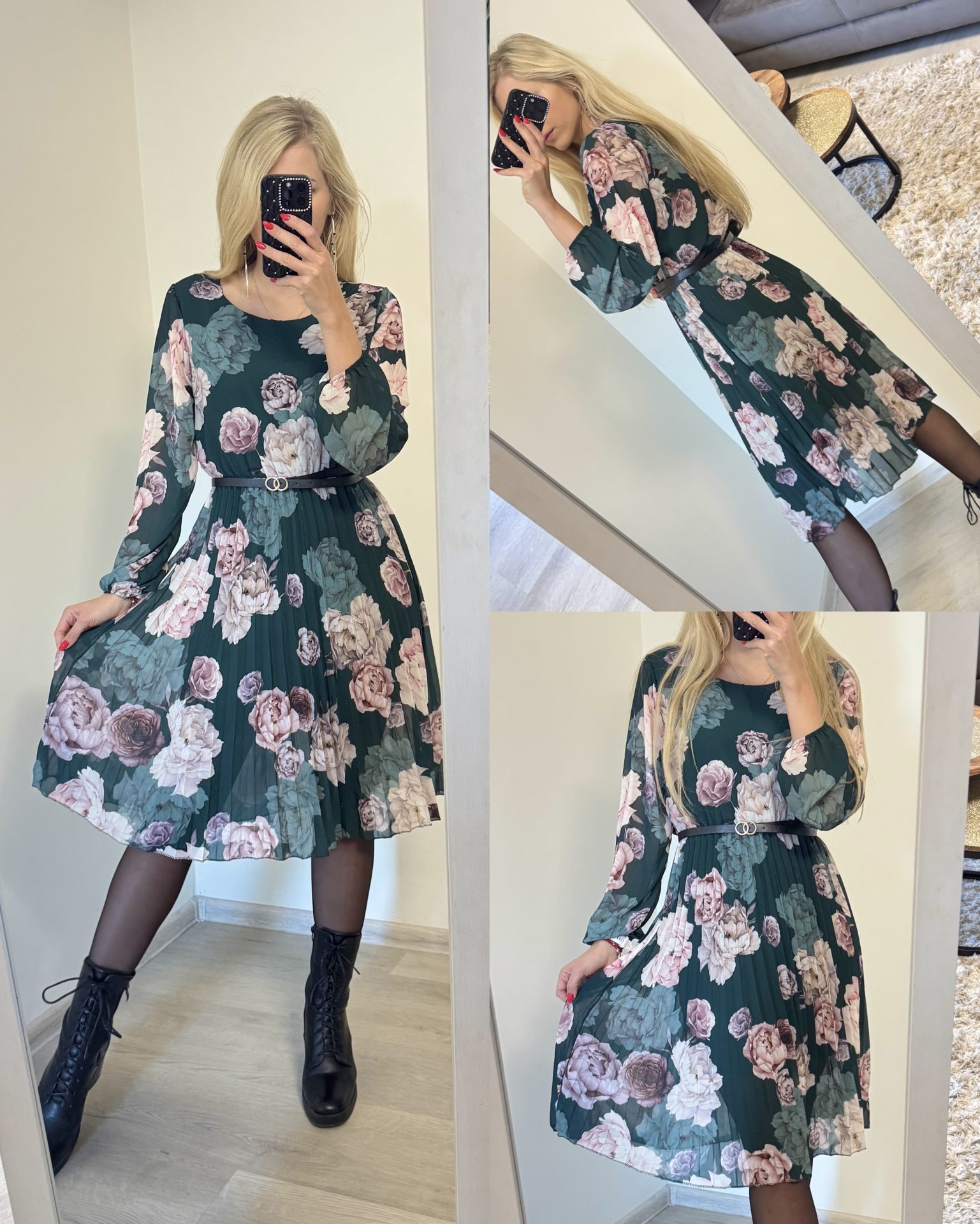 Sukienka w Kwiaty z Paskiem - obrazek 4