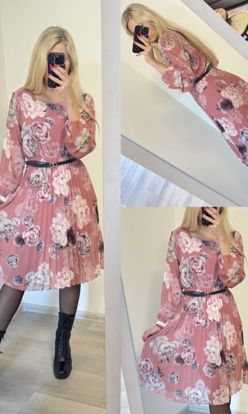 Sukienka w Kwiaty z Paskiem