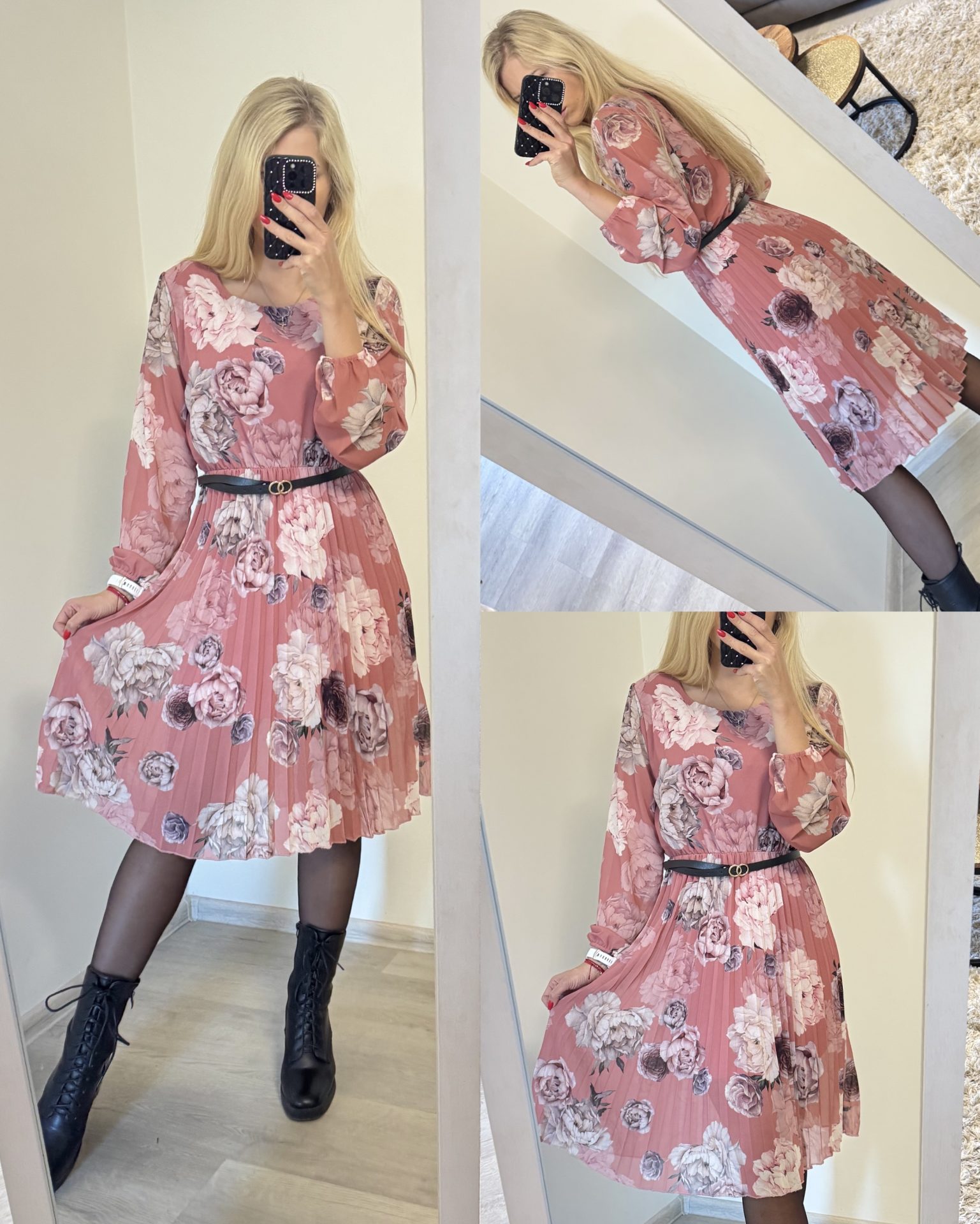 Sukienka w Kwiaty z Paskiem