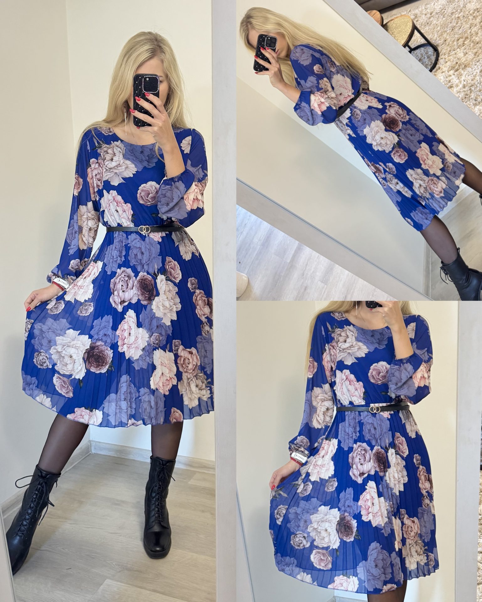 Sukienka w Kwiaty z Paskiem - obrazek 3