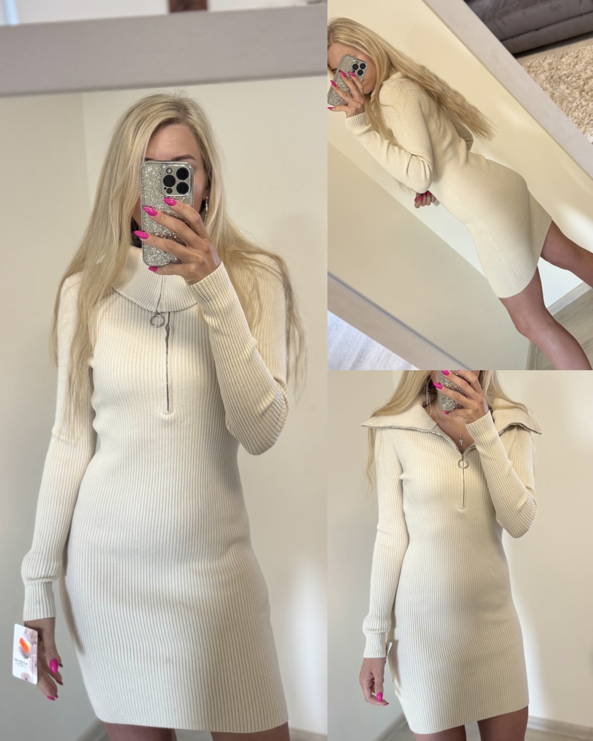 Sukienka sweterkowa prążkowana - obrazek 4