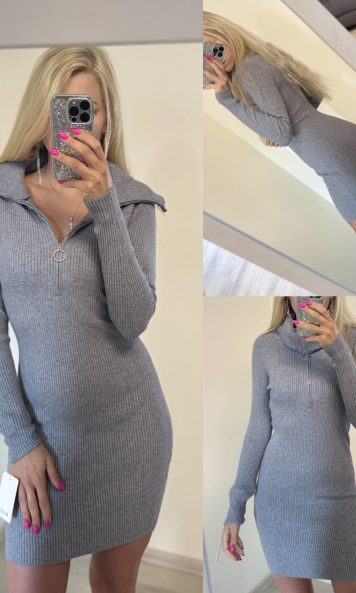 Sukienka sweterkowa prążkowana