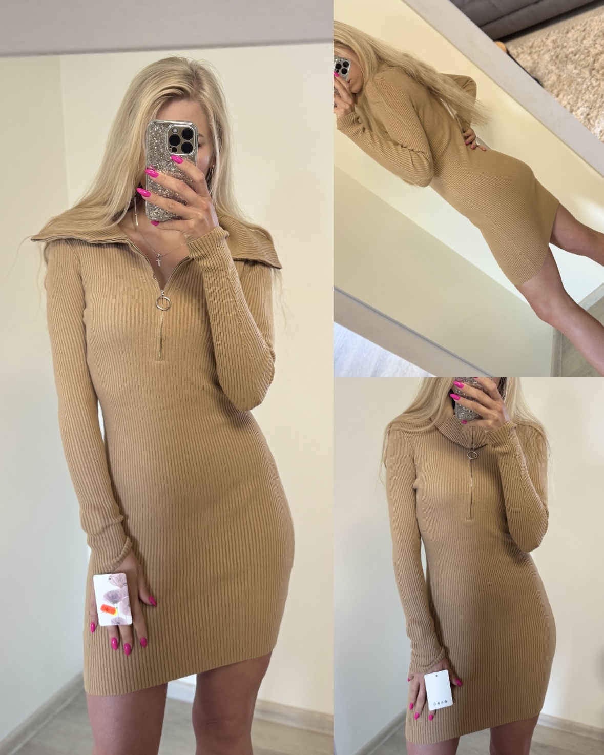 Sukienka sweterkowa prążkowana - obrazek 2