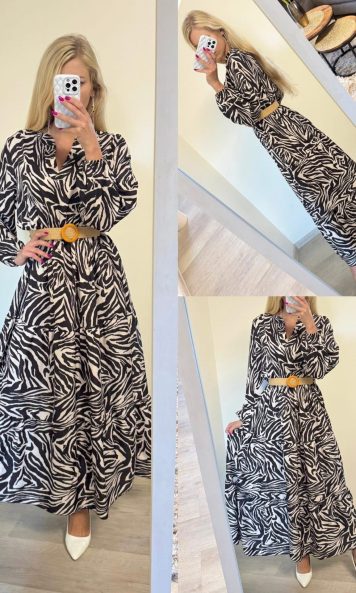 Sukienka maxi w zwierzęcy wzór