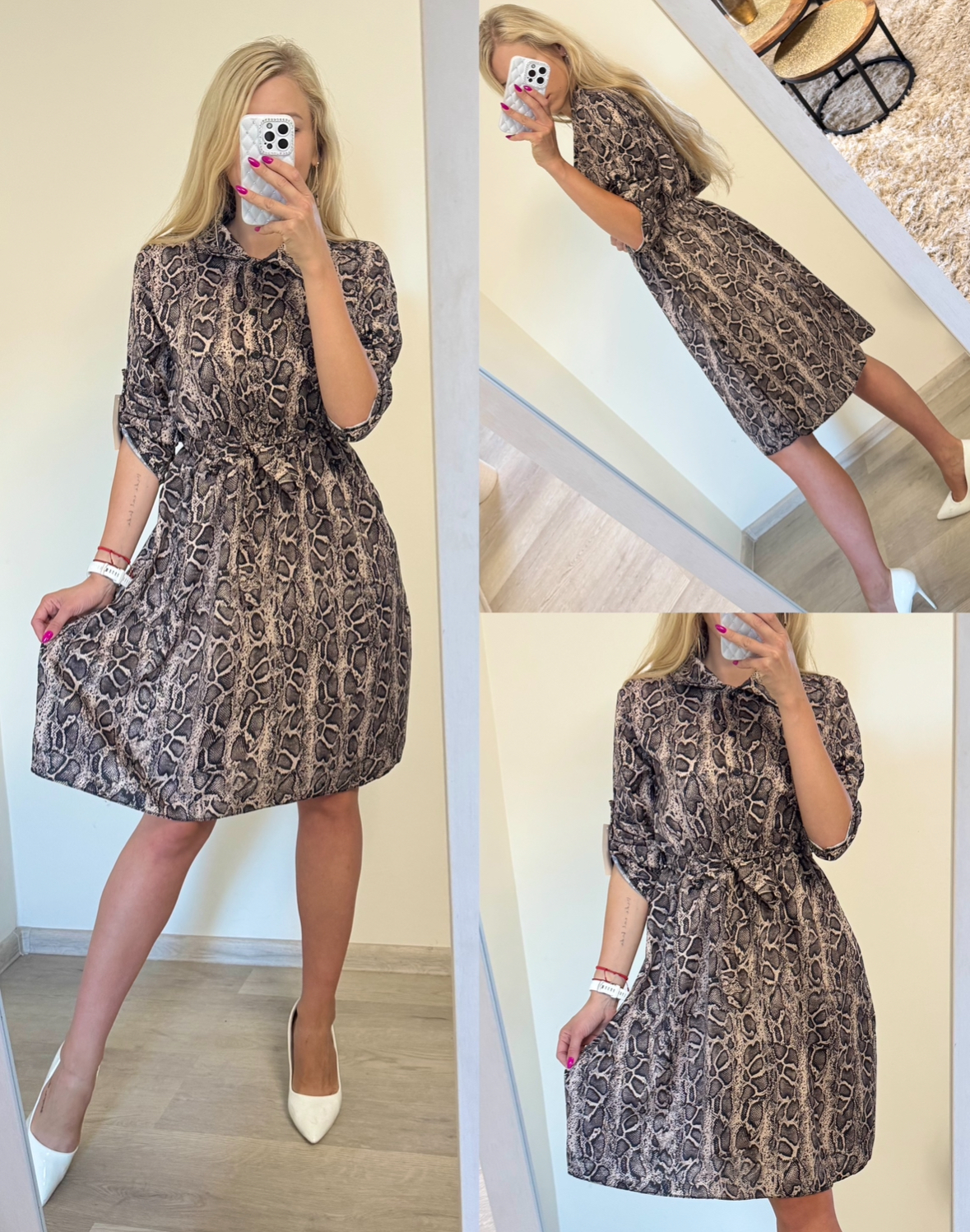 Sukienka midi w zwierzęcy wzór