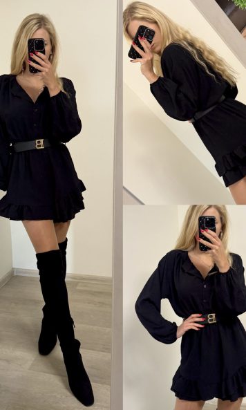 Kombinezon damski czarny z paskiem