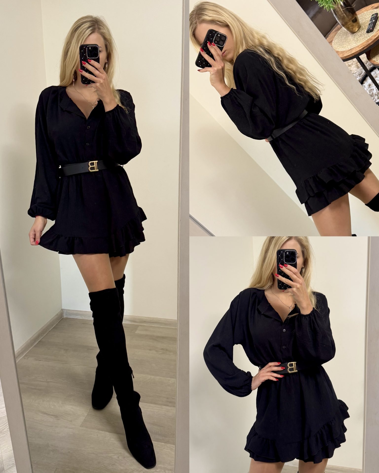 Kombinezon damski czarny z paskiem