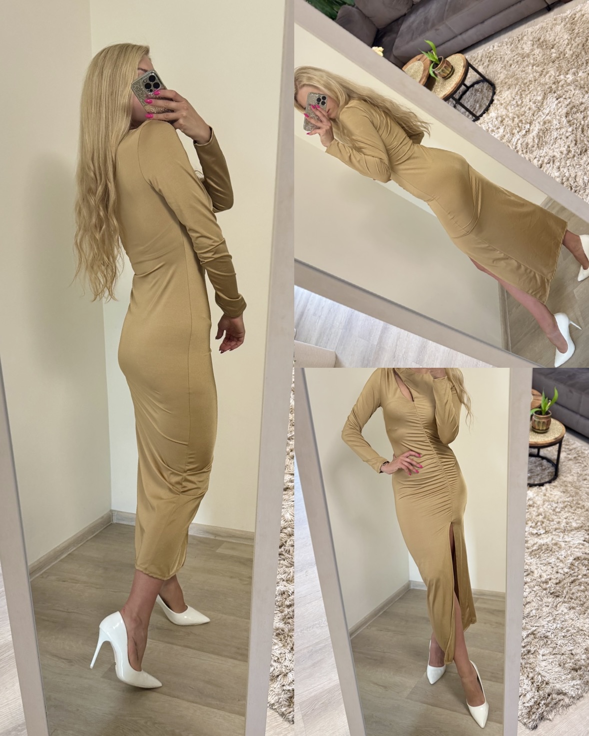 Sukienka elegancka midi z rozcięciem - obrazek 5