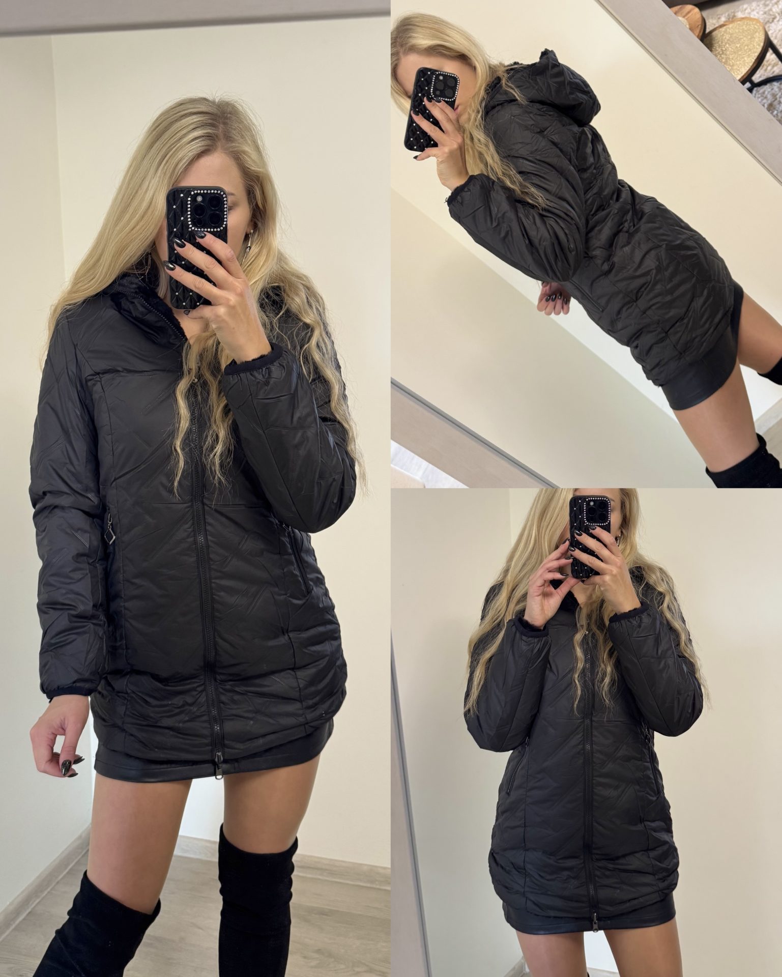 Dwustronna kurtka futerko /kurtka pikowana 2w1 - obrazek 2