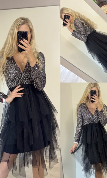 Sukienka z tulem i cekinami