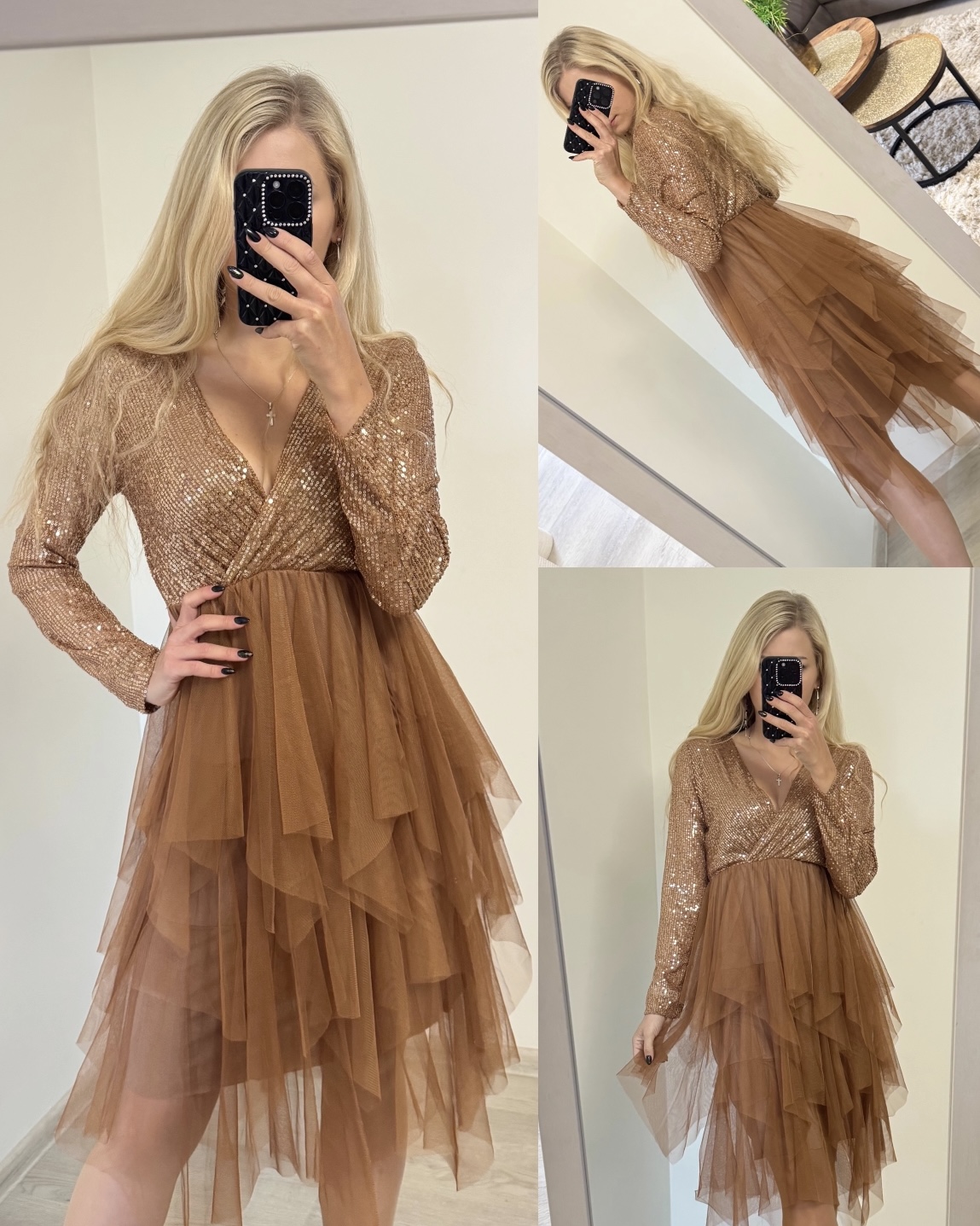 Sukienka z tulem i cekinami - obrazek 5