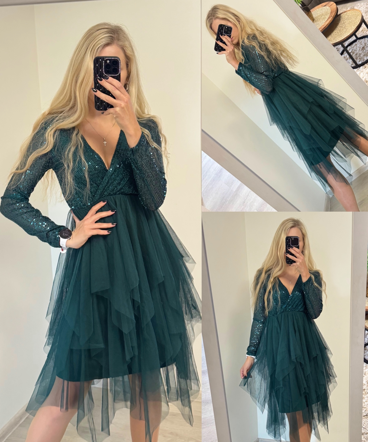 Sukienka z tulem i cekinami - obrazek 4