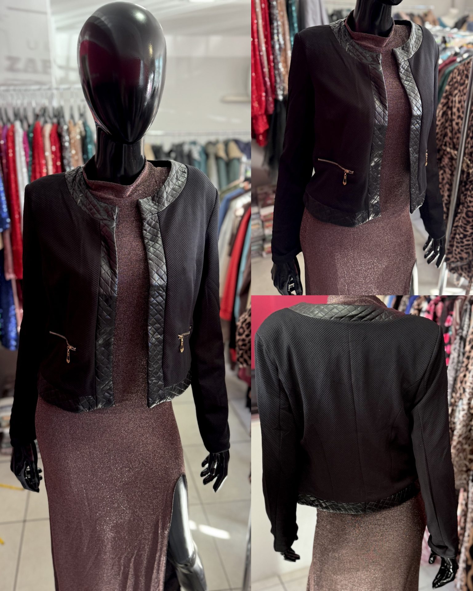 Bolerko czarne z ozdobnymi suwakami