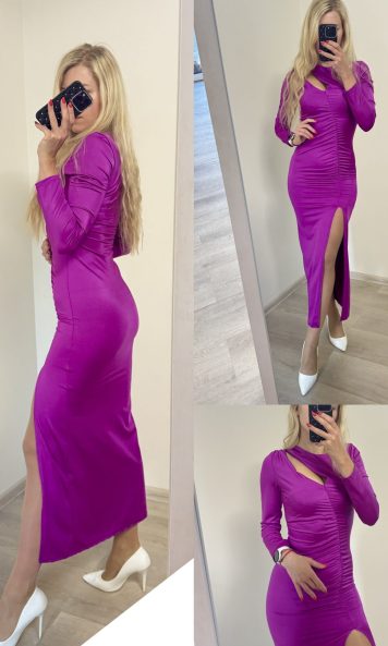 Sukienka elegancka midi z rozcięciem