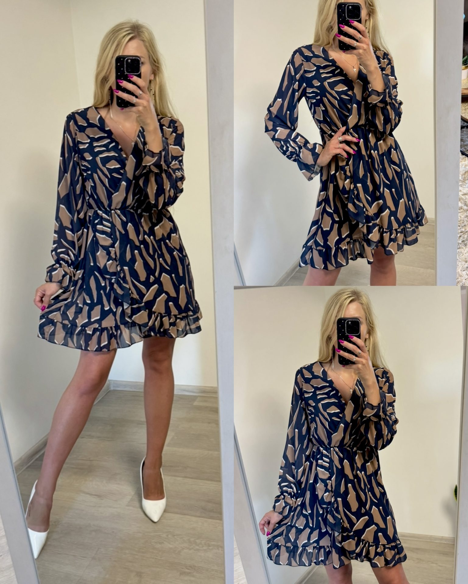 Sukienka krótka z długim rękawem