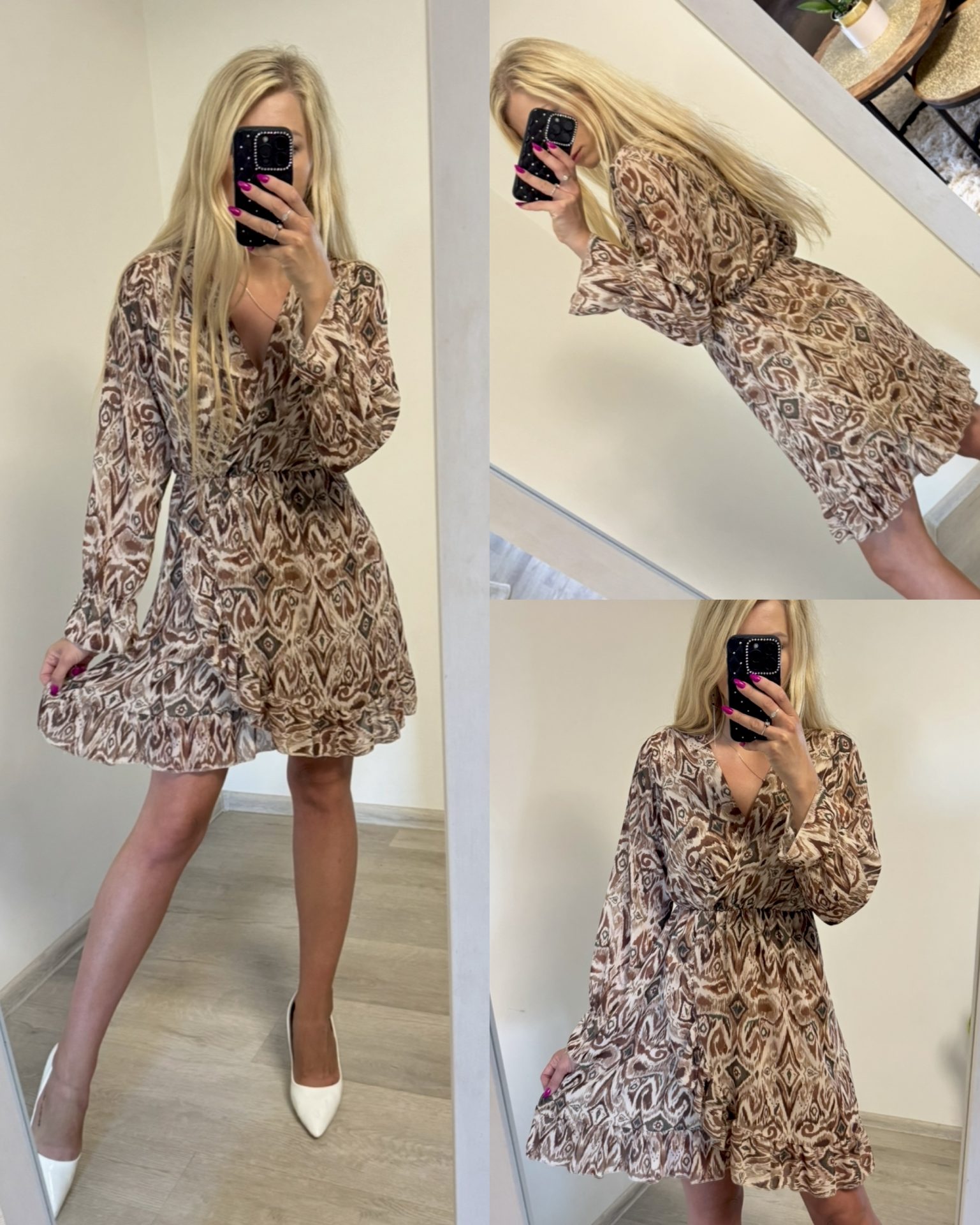 Sukienka krótka z długim rękawem - obrazek 3