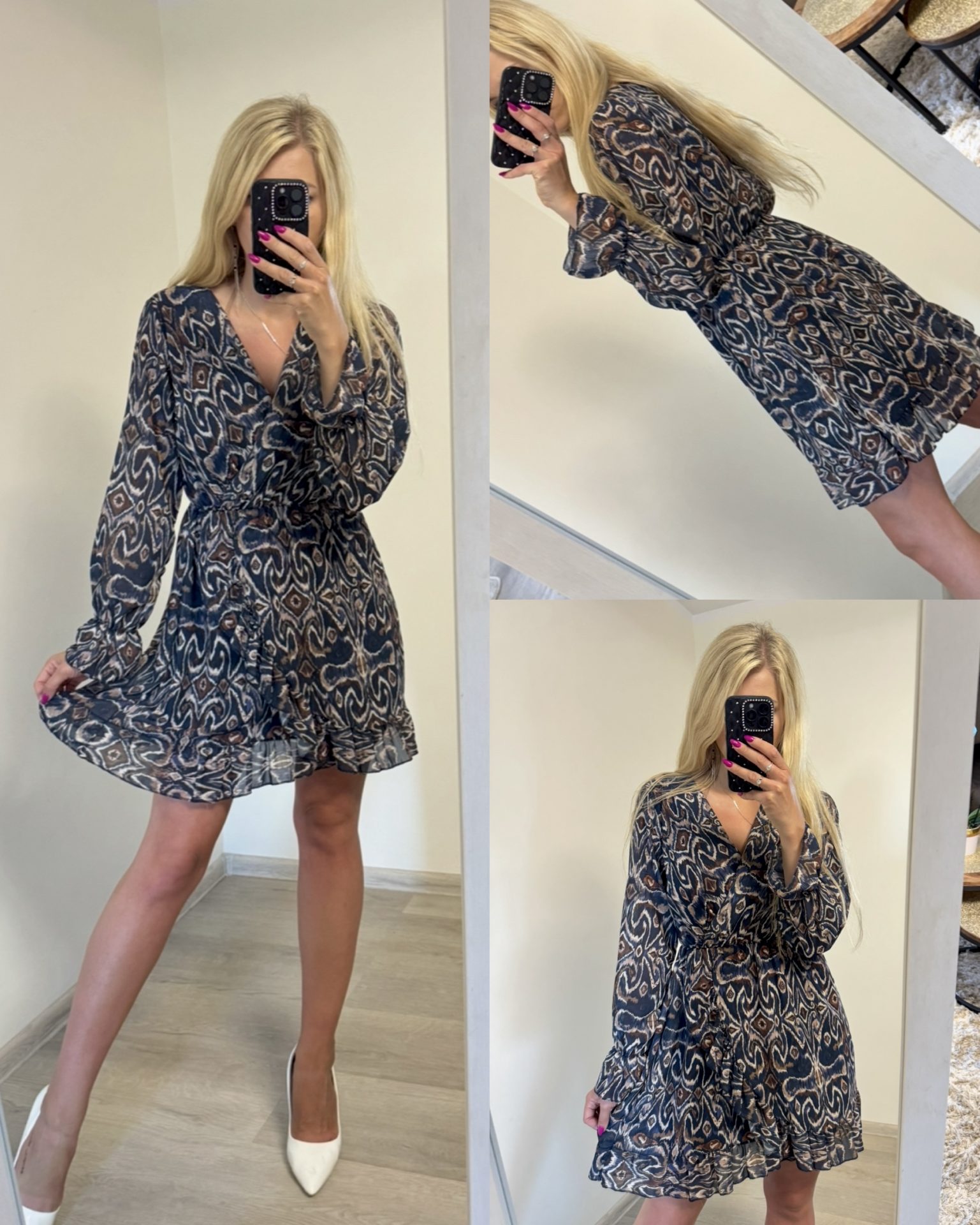 Sukienka krótka z długim rękawem - obrazek 2