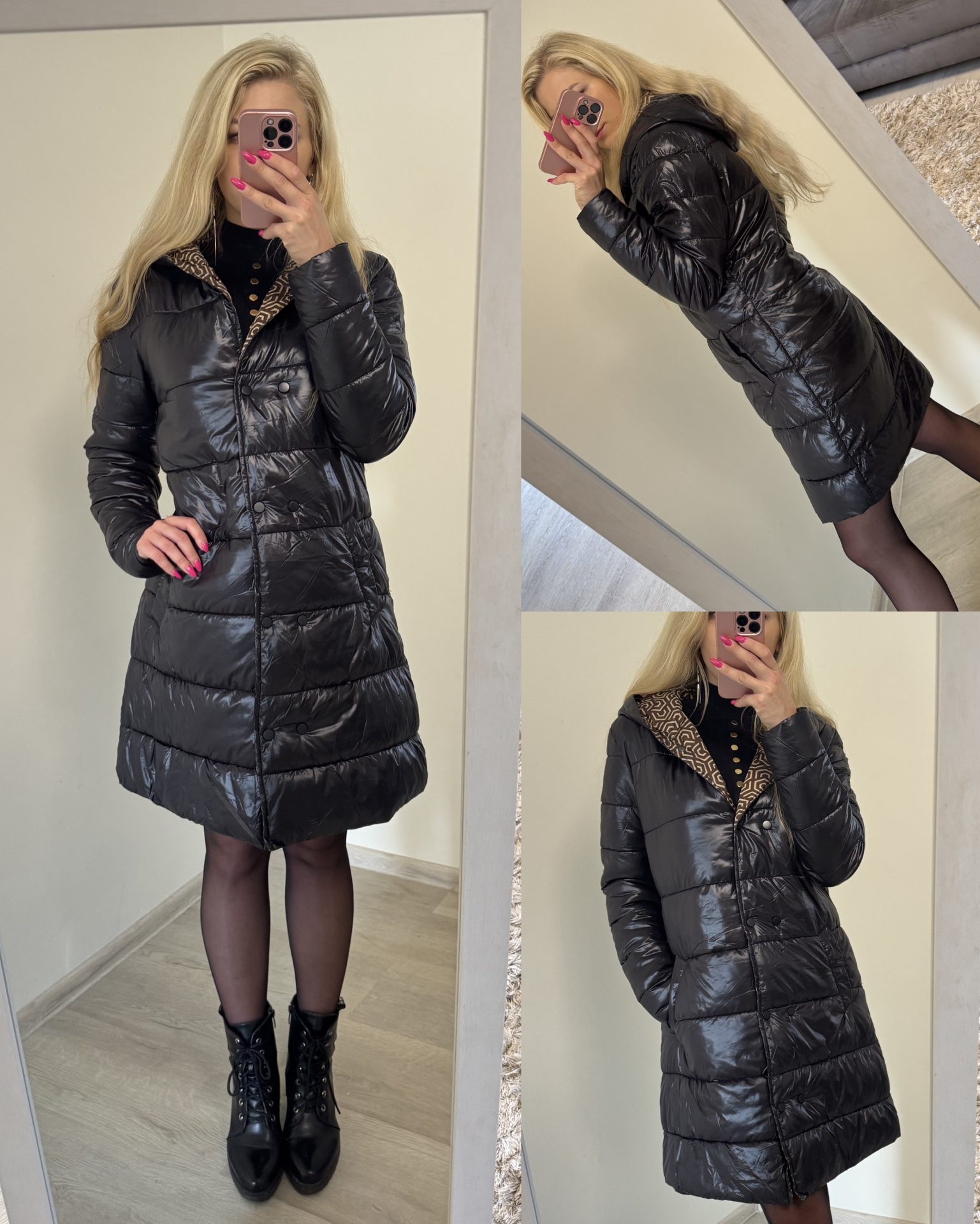 Kurtka damska pikowana z kapturem