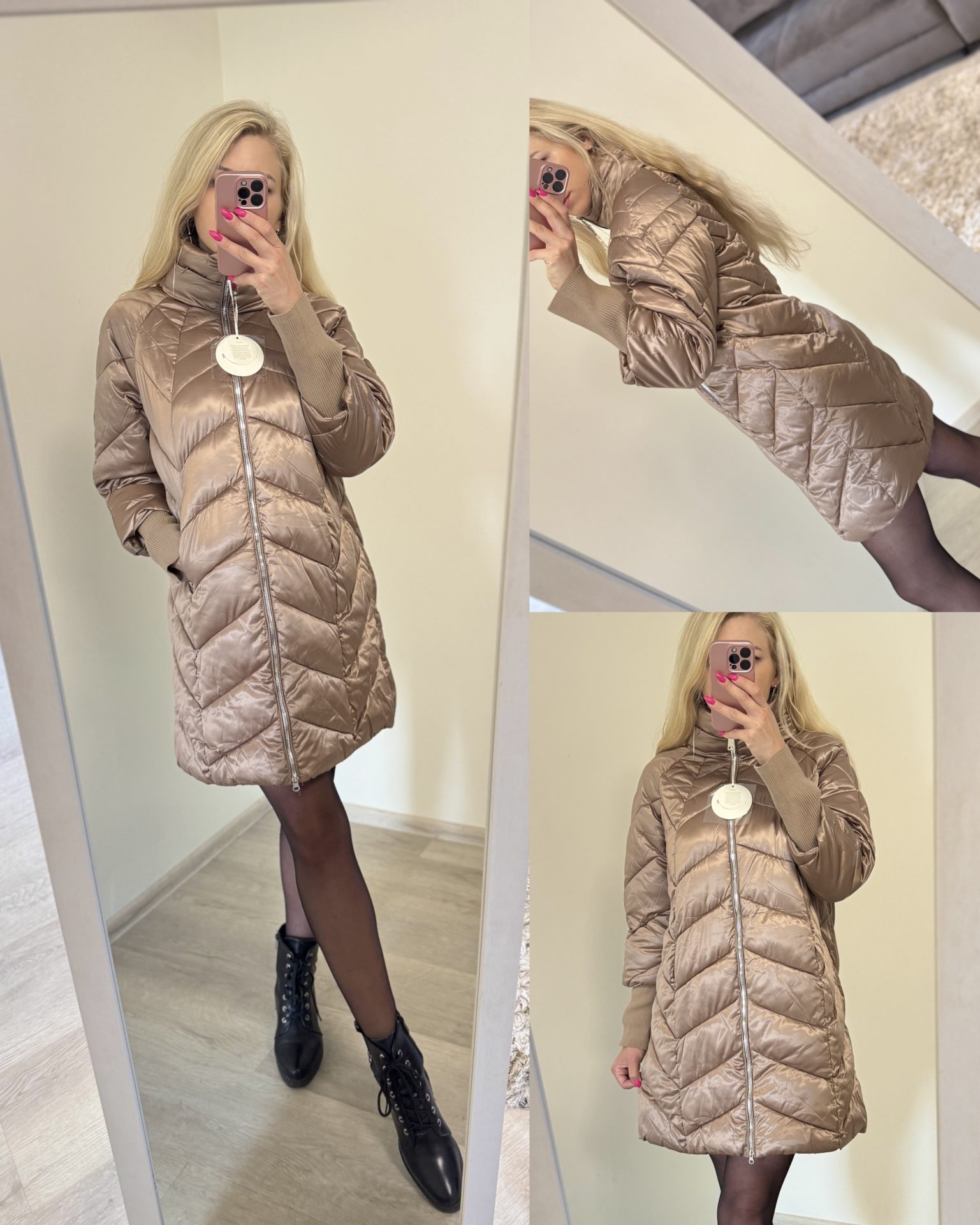 Kurtka damska pikowana złota