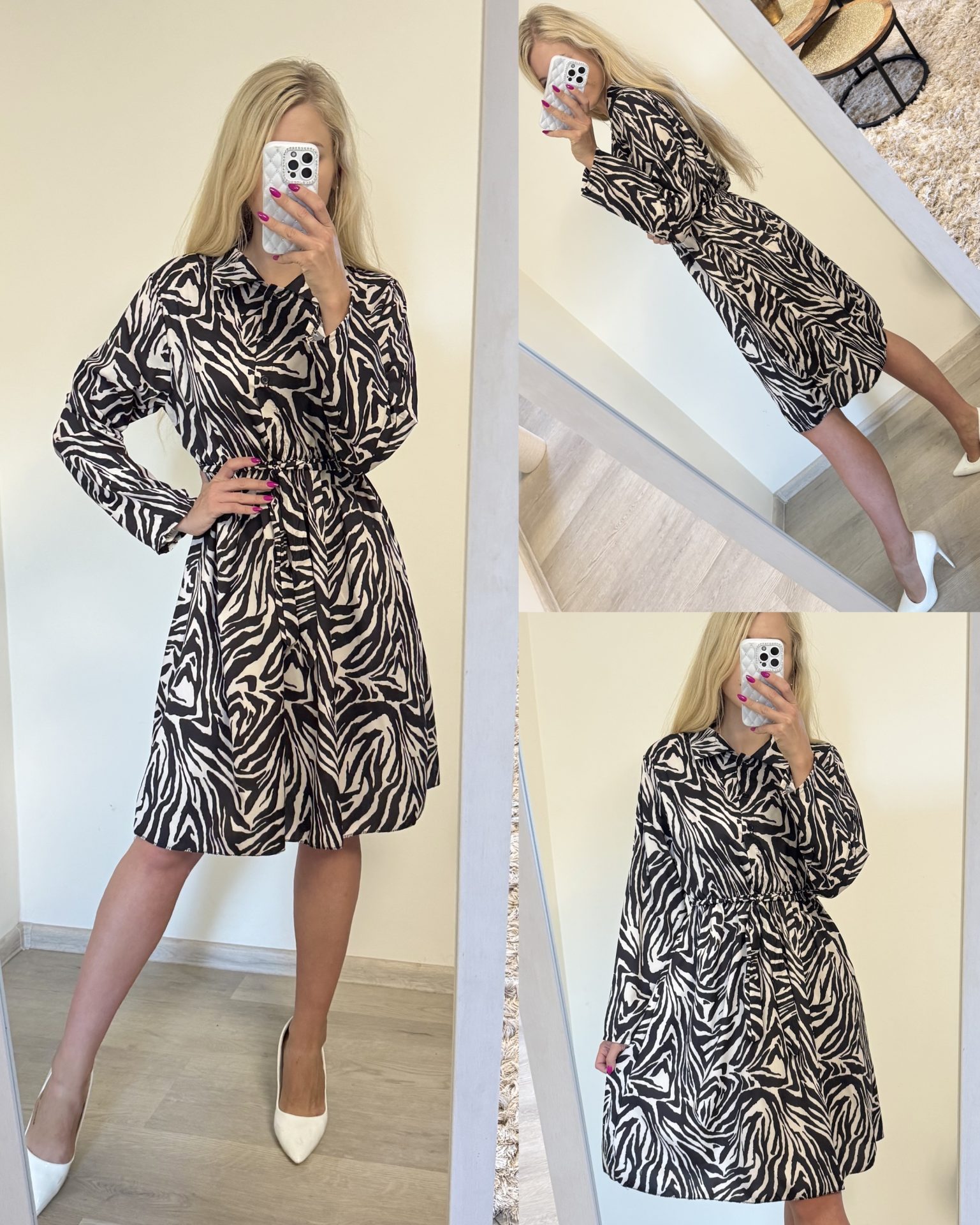 Sukienka midi w zwierzęcy wzór - obrazek 2