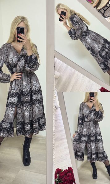 Sukienka midi z falbaną