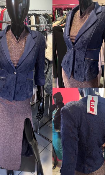 Granatowe bolerko z koronkową