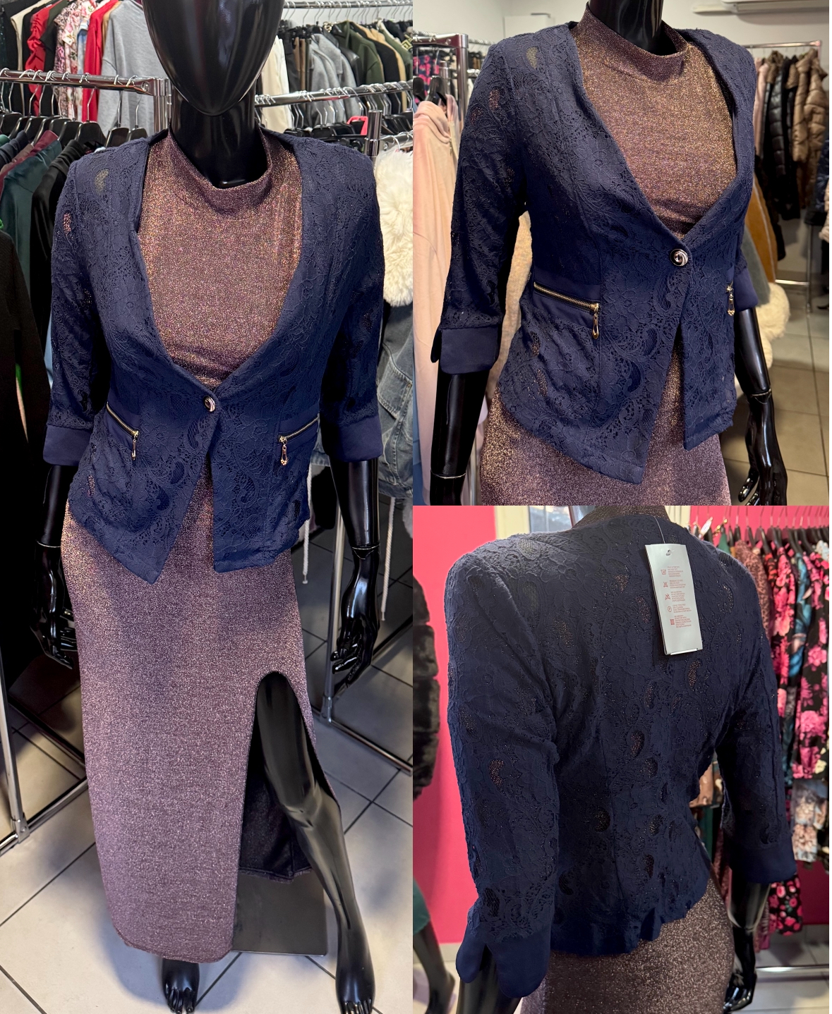 Stylowe granatowe bolerko