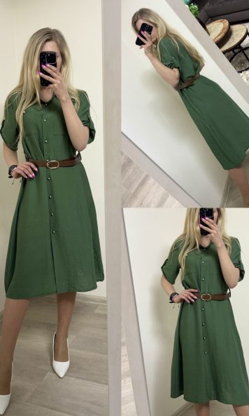 Sukienka koszulowa z paskiem - klasyczna elegancja